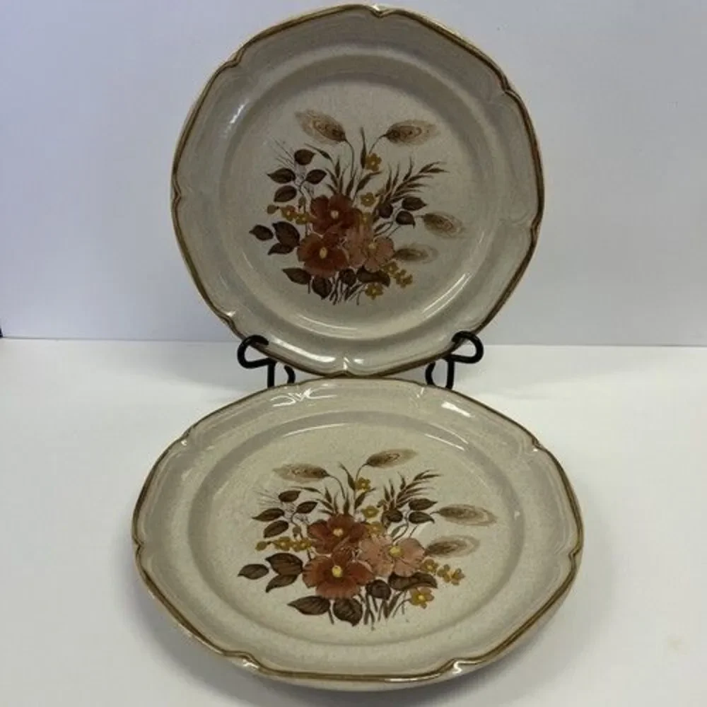 Sunmarc Endura Collection 10.5” Dinner Plates Stoneware SM6669 Festive Lot Of 2